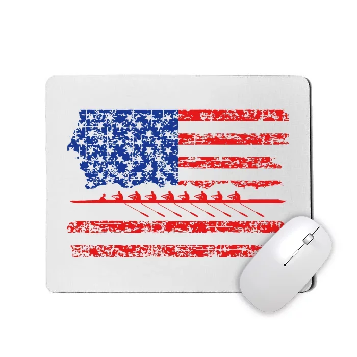 Crew Rowing Boat Oars Us American Flag Mousepad