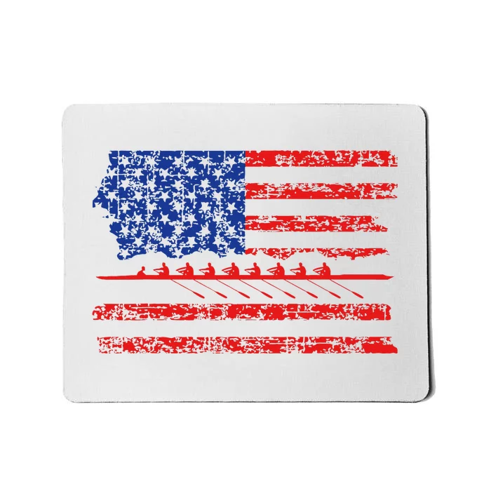 Crew Rowing Boat Oars Us American Flag Mousepad