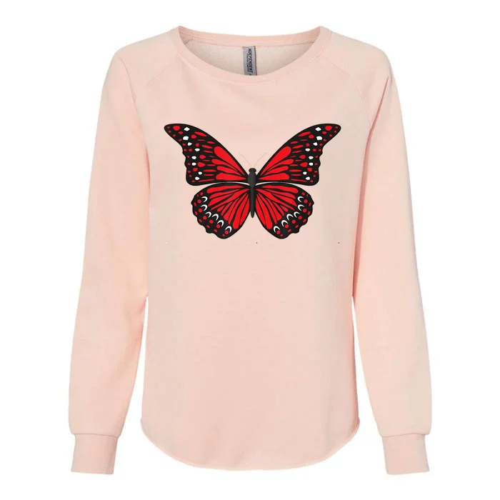 Cute Red Butterfly Womens California Wash Sweatshirt