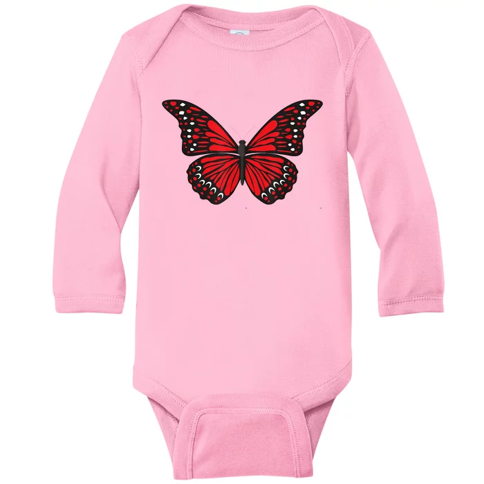 Cute Red Butterfly Baby Long Sleeve Bodysuit