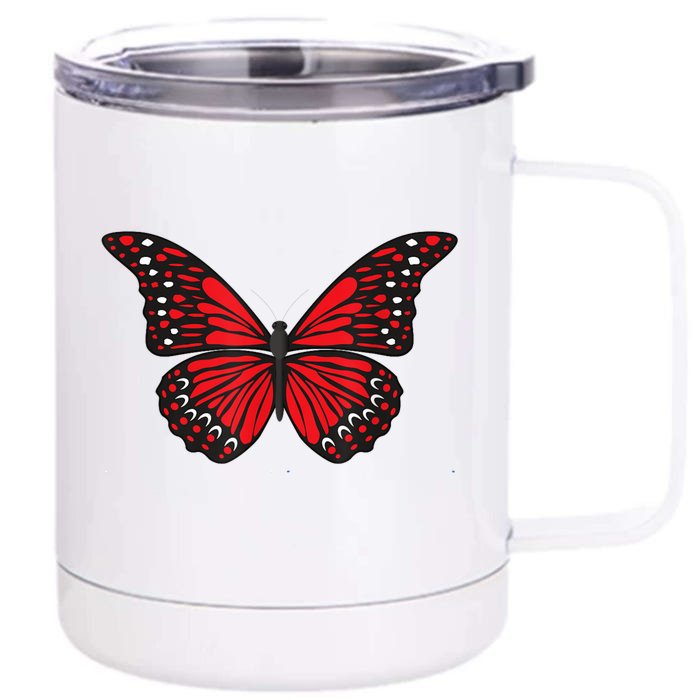 Cute Red Butterfly Front & Back 12oz Stainless Steel Tumbler Cup