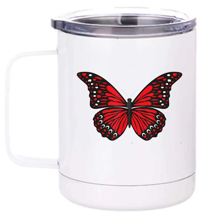 Cute Red Butterfly Front & Back 12oz Stainless Steel Tumbler Cup