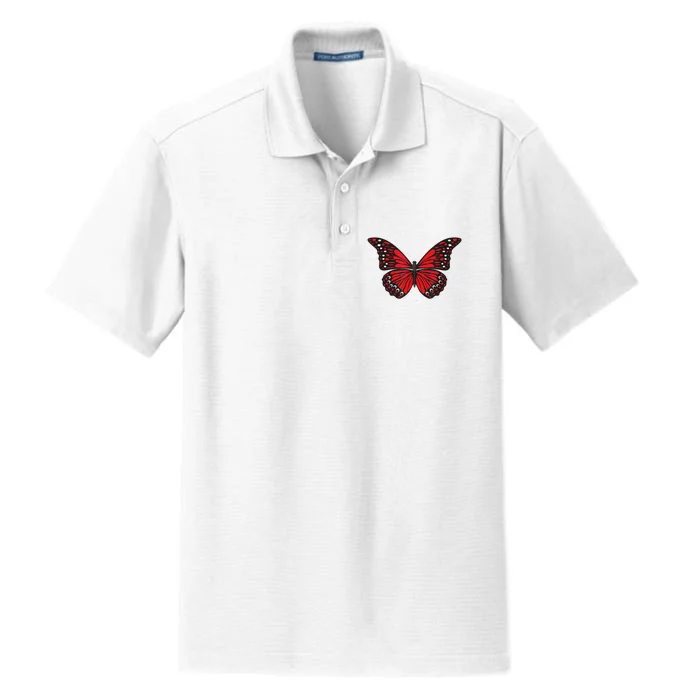 Cute Red Butterfly Dry Zone Grid Performance Polo