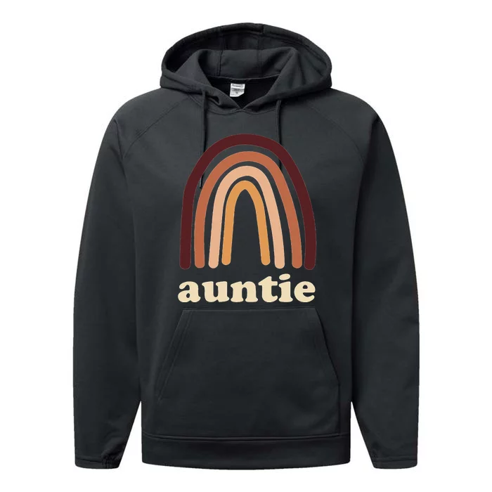 Cute Rainbow Boho Auntie Minimal Pocket Design Aunt Love Performance Fleece Hoodie