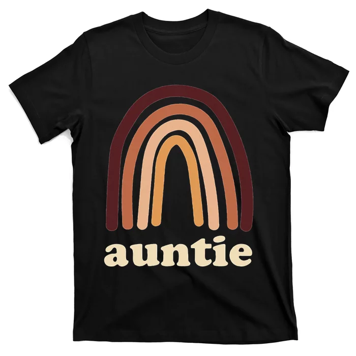 Cute Rainbow Boho Auntie Minimal Pocket Design Aunt Love T-Shirt