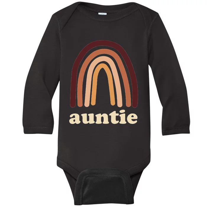 Cute Rainbow Boho Auntie Minimal Pocket Design Aunt Love Baby Long Sleeve Bodysuit