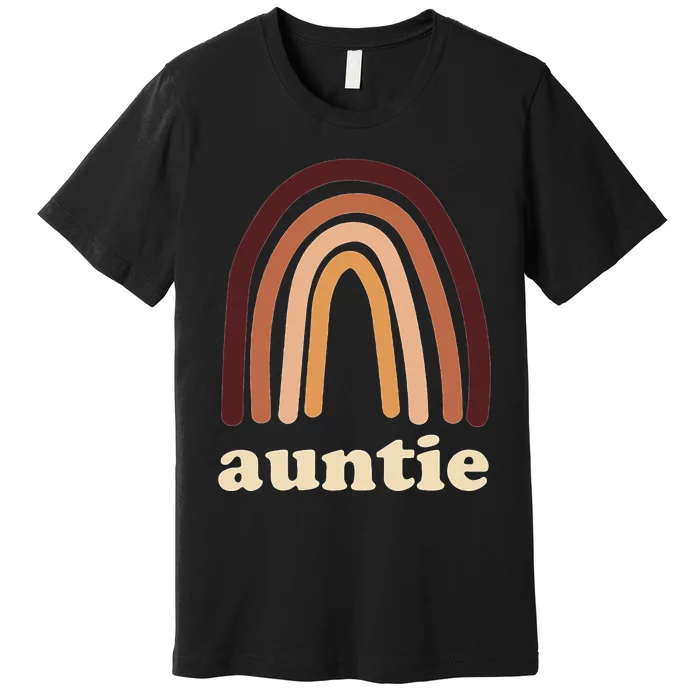 Cute Rainbow Boho Auntie Minimal Pocket Design Aunt Love Premium T-Shirt