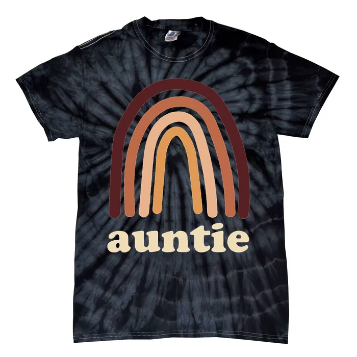 Cute Rainbow Boho Auntie Minimal Pocket Design Aunt Love Tie-Dye T-Shirt