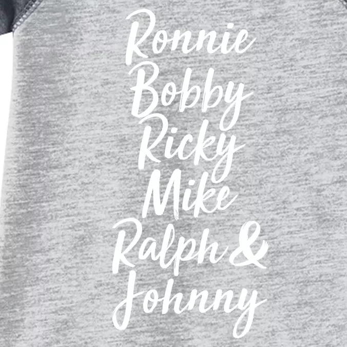 Cool Ronnie Bobby Ricky Mike Ralph And Johnny Infant Baby Jersey Bodysuit