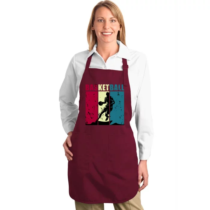 Classic Retro Basketball Full-Length Apron With Pocket