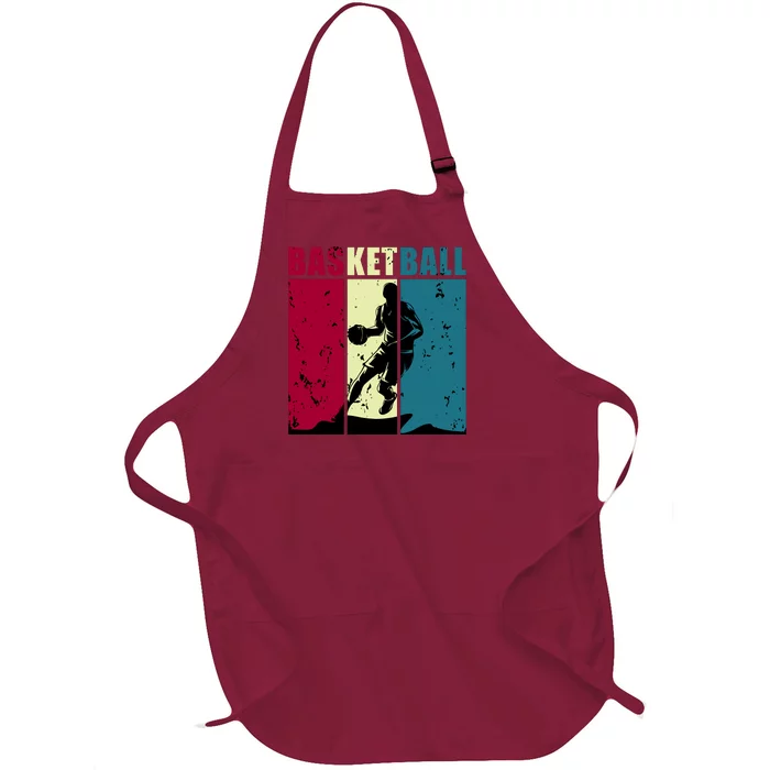 Classic Retro Basketball Full-Length Apron With Pocket