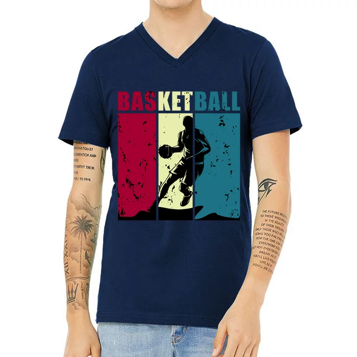 Classic Retro Basketball V-Neck T-Shirt