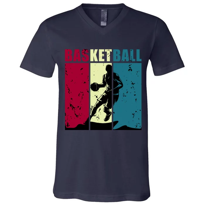 Classic Retro Basketball V-Neck T-Shirt