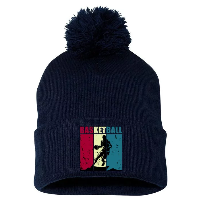 Classic Retro Basketball Pom Pom 12in Knit Beanie