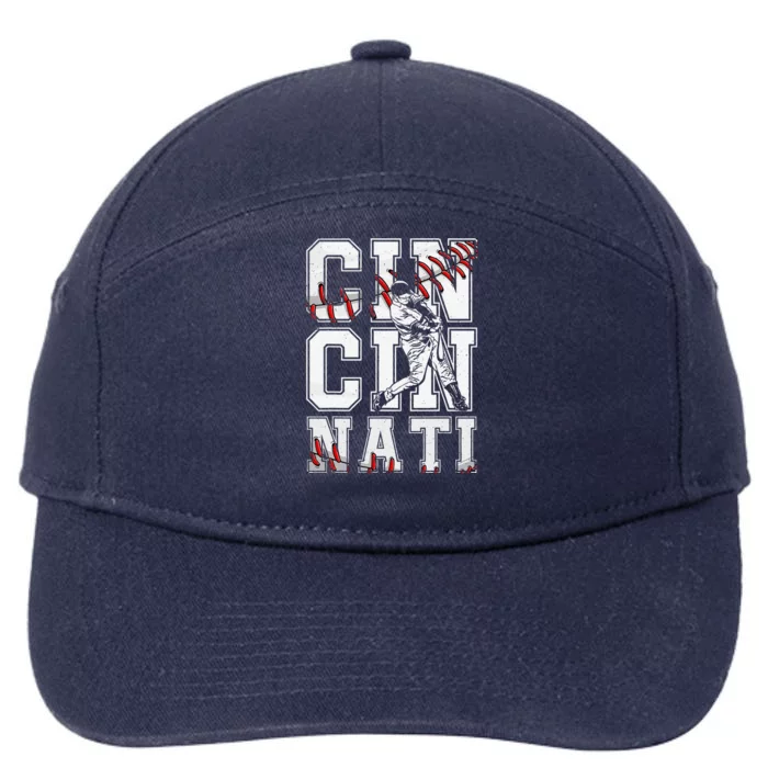 Cincinnati Retro Baseball Lover Met At Game Day 7-Panel Snapback Hat