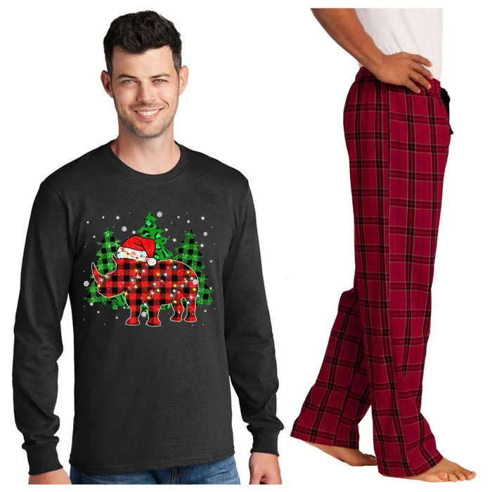 Classic Red & Black Christmas Buffalo Plaid Rhino Pajamas Long Sleeve Pajama Set