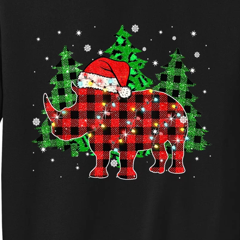 Classic Red & Black Christmas Buffalo Plaid Rhino Pajamas Tall Sweatshirt