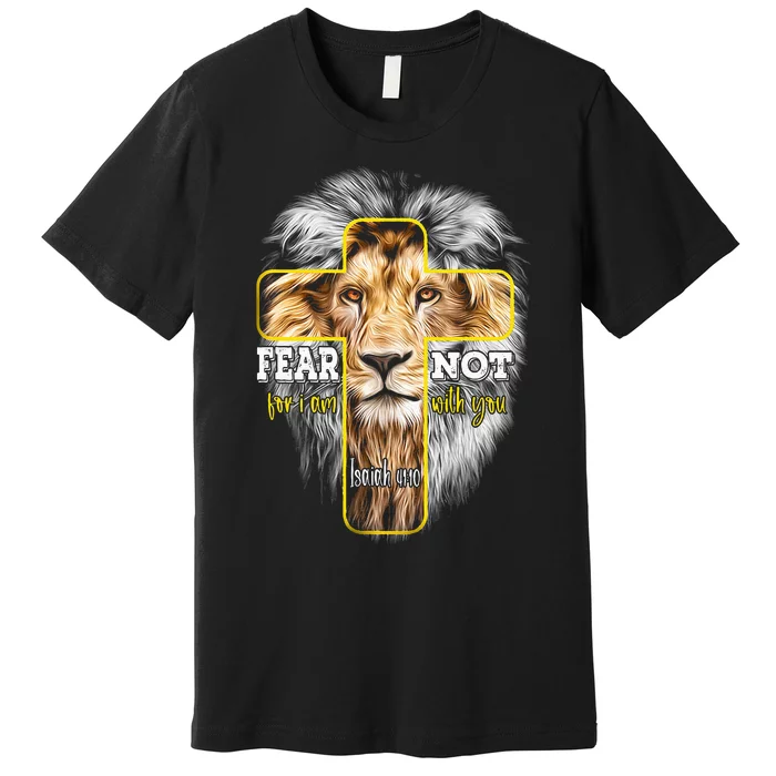 Christian Religious Bible Verse Sayings Lion Fear Scripture Premium T-Shirt