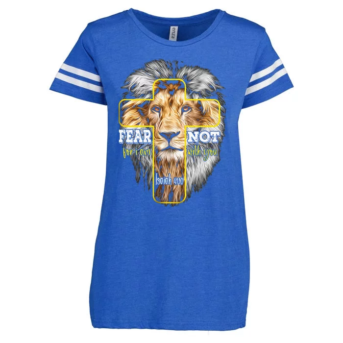 Christian Religious Bible Verse Sayings Lion Fear Scripture Enza Ladies Jersey Football T-Shirt