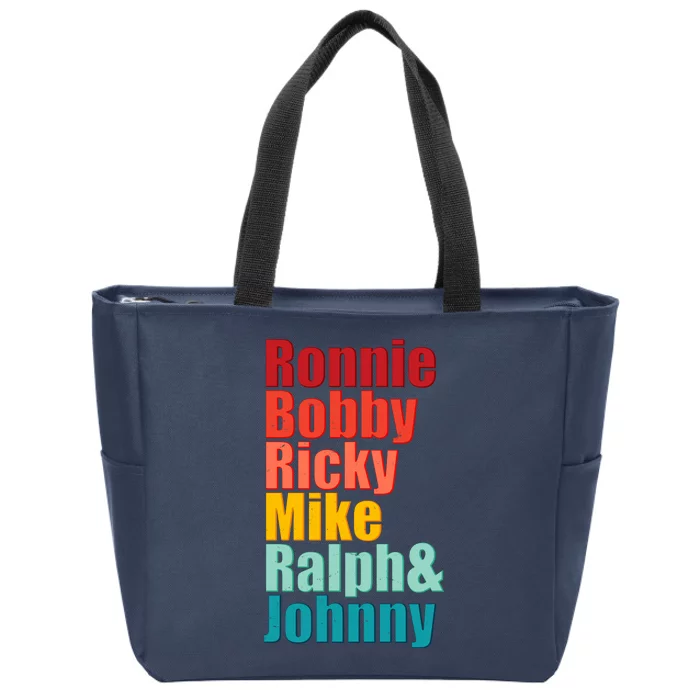 Cool Ronnie Bobby Ricky Mike Ralph And Johnny Zip Tote Bag