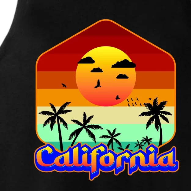 California Retro Beach Sunset Logo Ladies Tri-Blend Wicking Tank