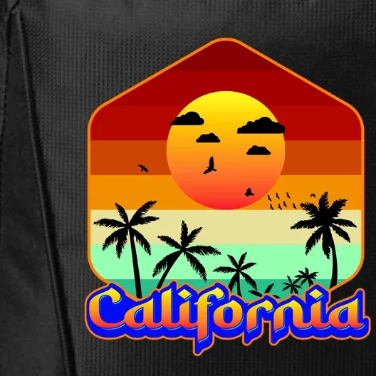 California Retro Beach Sunset Logo City Backpack