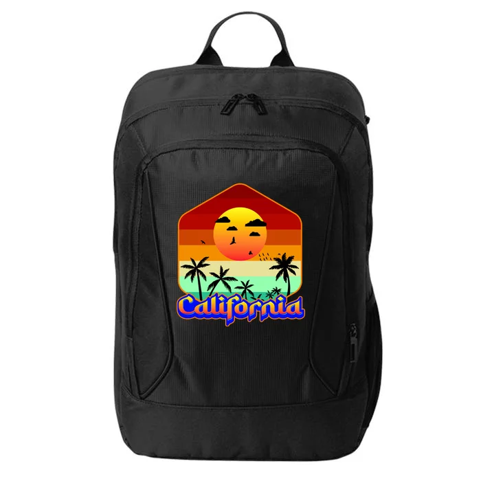 California Retro Beach Sunset Logo City Backpack