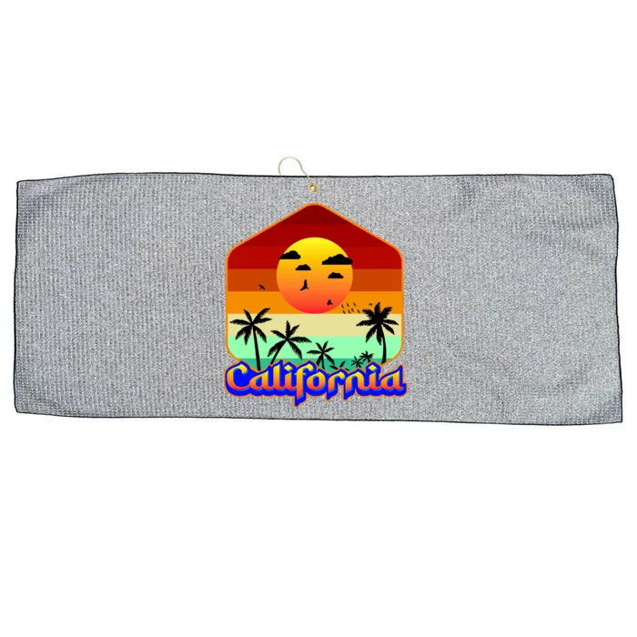 California Retro Beach Sunset Logo Large Microfiber Waffle Golf Towel