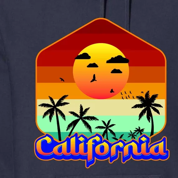 California Retro Beach Sunset Logo Premium Hoodie