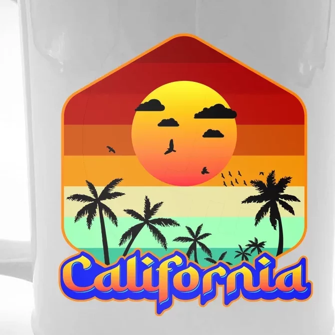 California Retro Beach Sunset Logo Front & Back Beer Stein