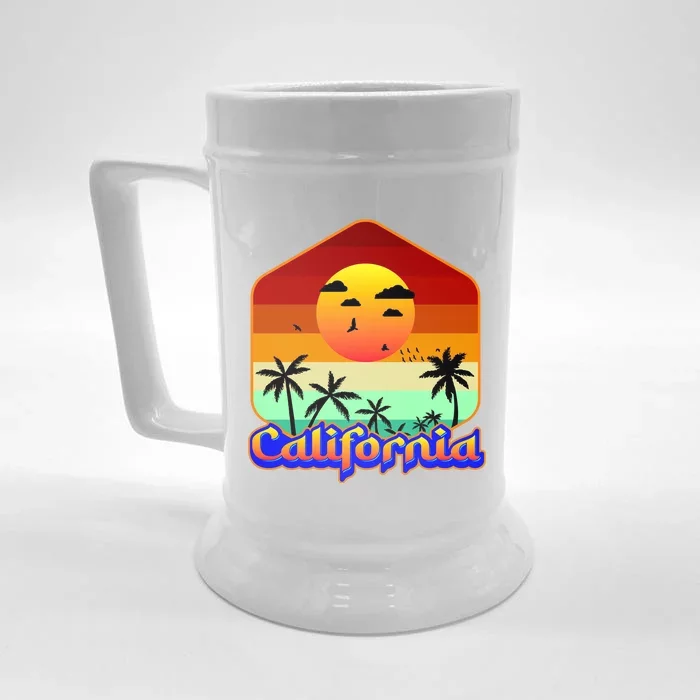 California Retro Beach Sunset Logo Front & Back Beer Stein