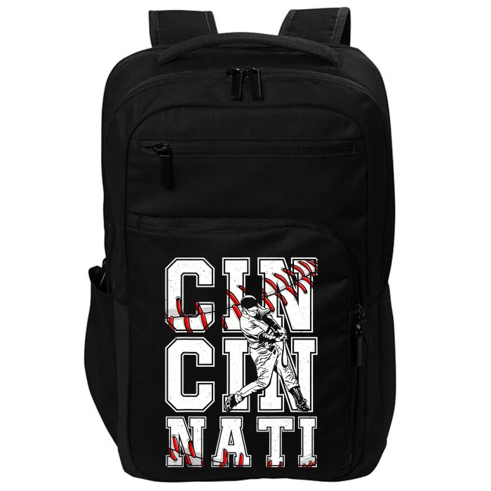 Cincinnati Retro Baseball Lover Met At Game Day Impact Tech Backpack