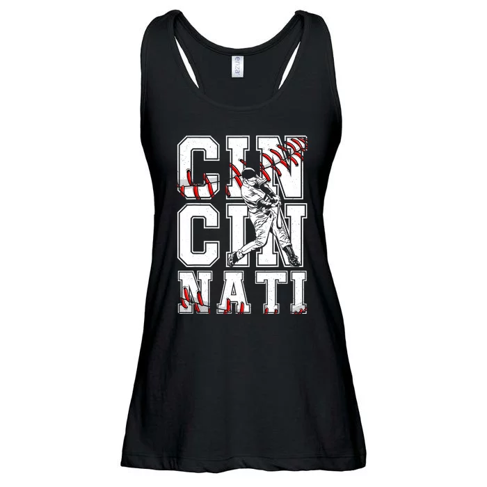 Cincinnati Retro Baseball Lover Met At Game Day Ladies Essential Flowy Tank