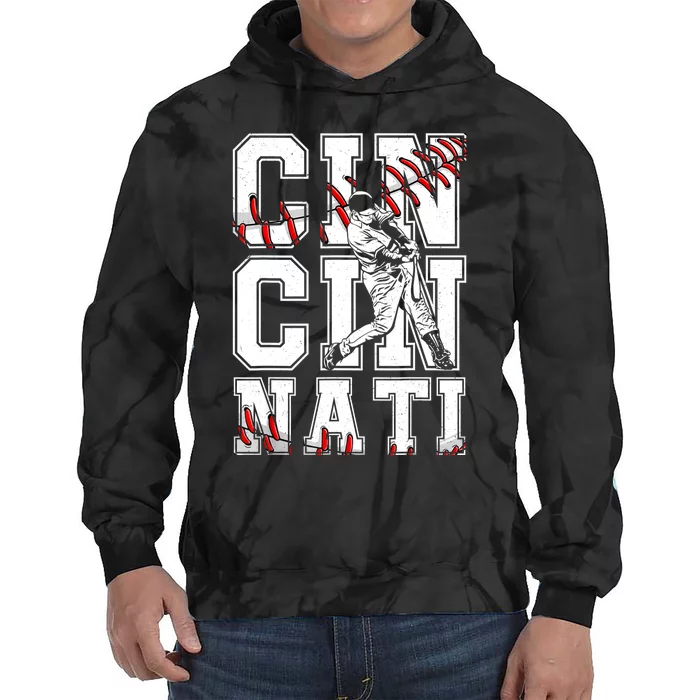 Cincinnati Retro Baseball Lover Met At Game Day Tie Dye Hoodie