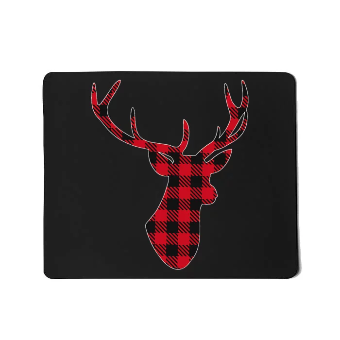 Classic Red & Black Christmas Buffalo Plaid Deer Mousepad