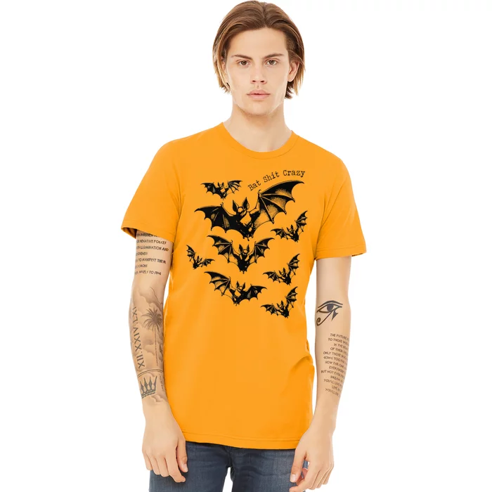 Classic Retro Bat Shit Crazy Funny Spooky Halloween Saying Premium T-Shirt