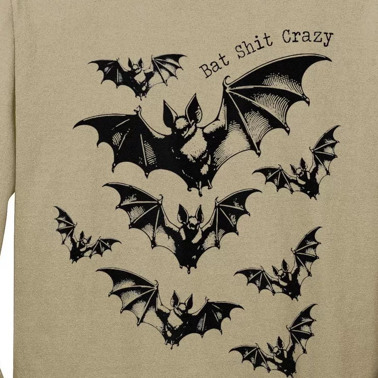 Classic Retro Bat Shit Crazy Funny Spooky Halloween Saying Tall Long Sleeve T-Shirt