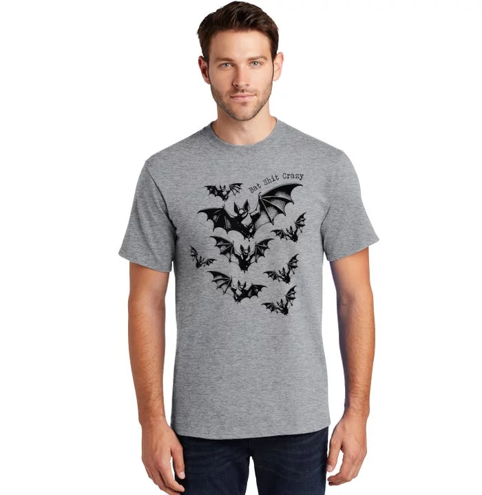 Classic Retro Bat Shit Crazy Funny Spooky Halloween Saying Tall T-Shirt