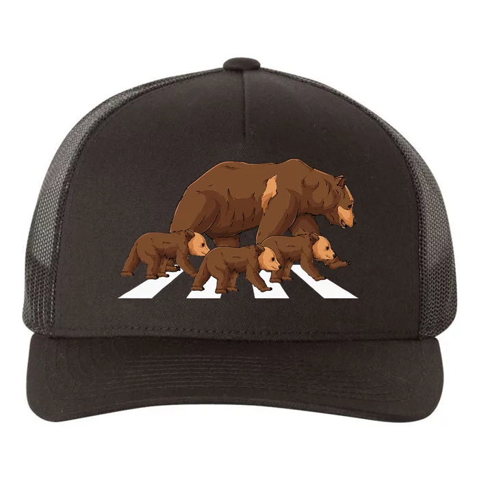 Crossing Road Bear Wildlife Wild Camping Campers Bear Yupoong Adult 5-Panel Trucker Hat