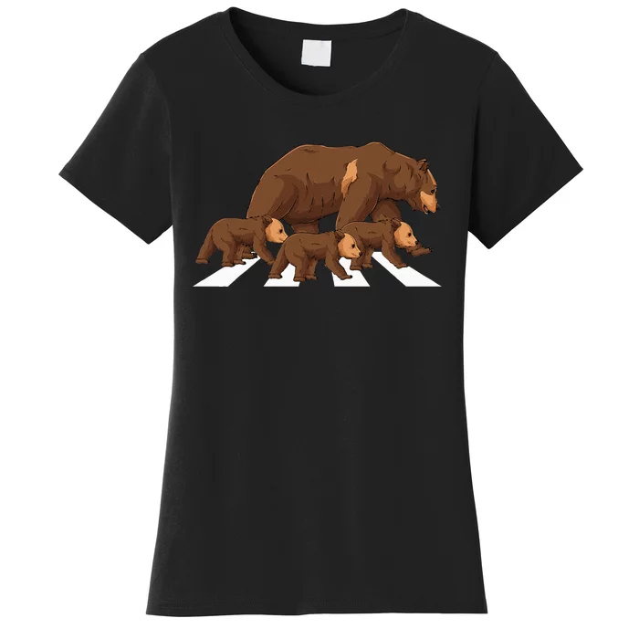 Crossing Road Bear Wildlife Wild Camping Campers Bear Women's T-Shirt