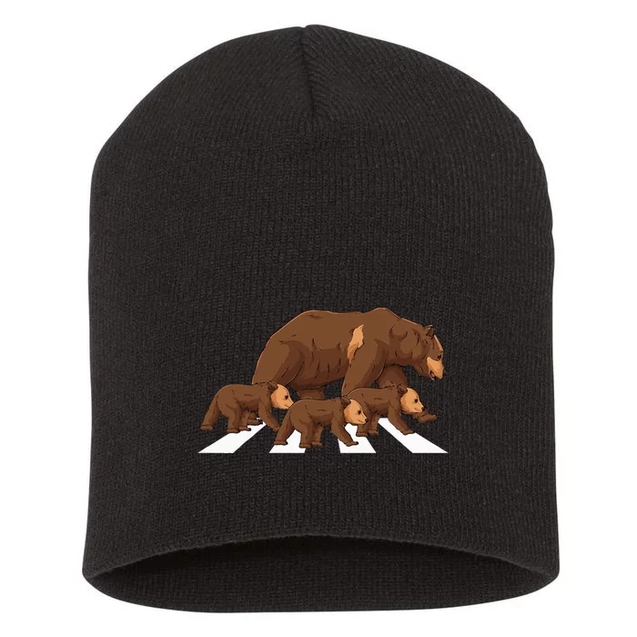 Crossing Road Bear Wildlife Wild Camping Campers Bear Short Acrylic Beanie