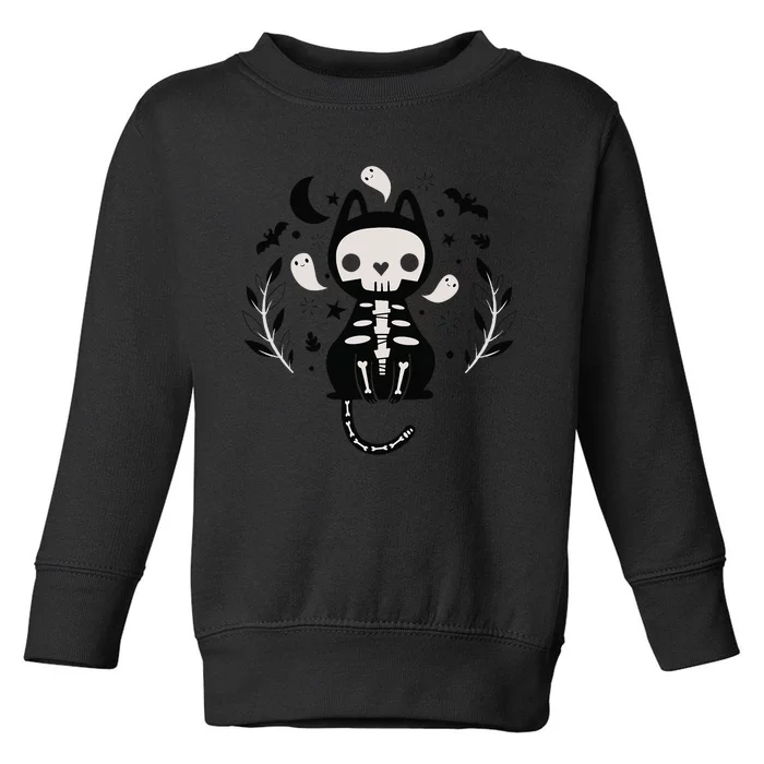 Cute Retro Black Cat Fall Halloween Toddler Sweatshirt