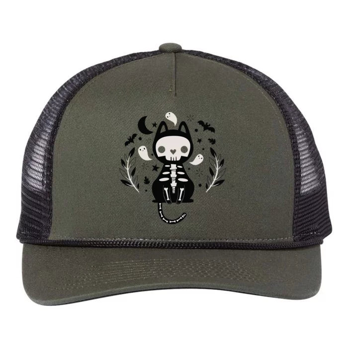 Cute Retro Black Cat Fall Halloween Retro Rope Trucker Hat Cap