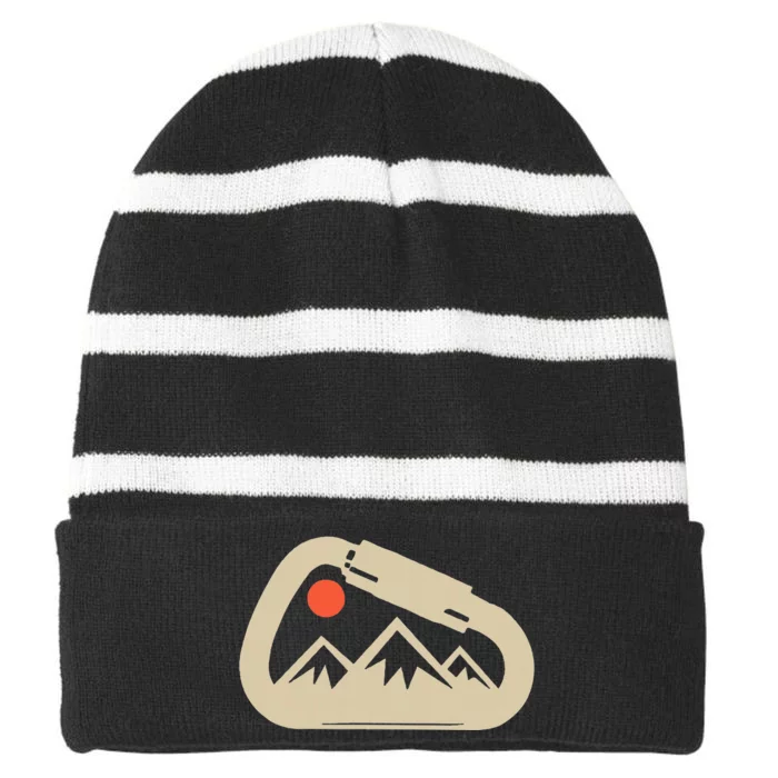 Climbing Rock Bouldering Climb Carabiner Climbers Gifts Striped Beanie with Solid Band