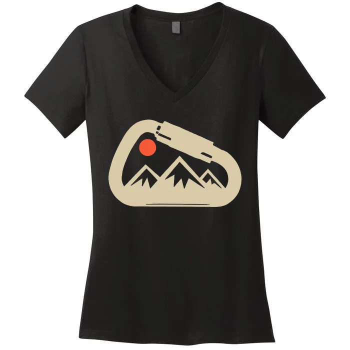 Climbing Rock Bouldering Climb Carabiner Climbers Gifts Women's V-Neck T-Shirt