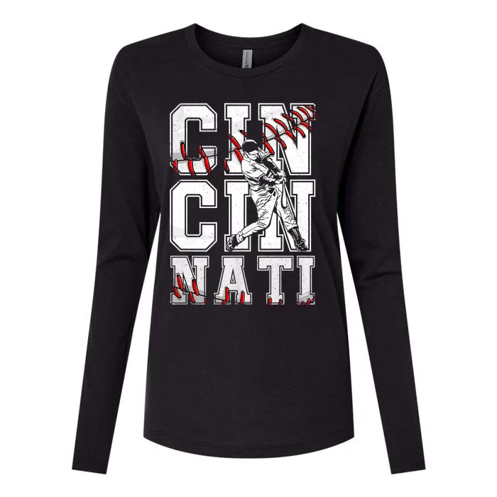 Cincinnati Retro Baseball Lover Met At Game Day Womens Cotton Relaxed Long Sleeve T-Shirt