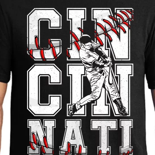 Cincinnati Retro Baseball Lover Met At Game Day Pajama Set