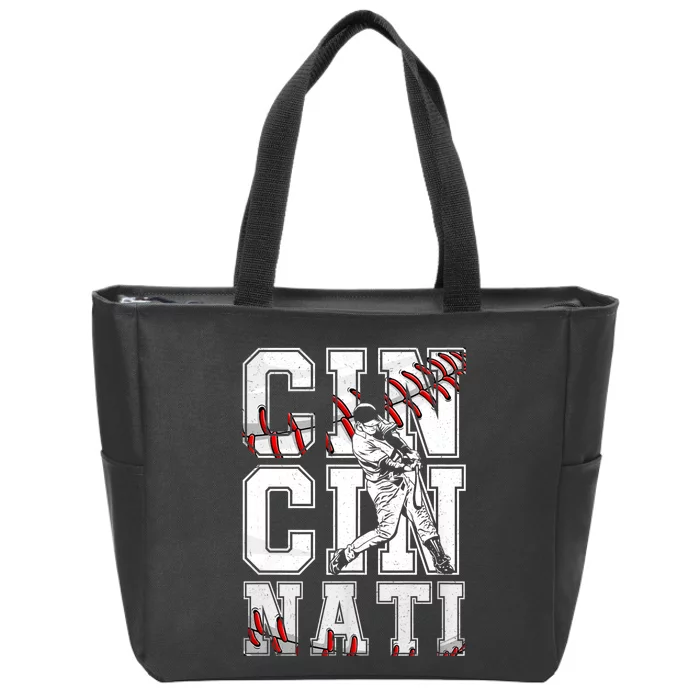 Cincinnati Retro Baseball Lover Met At Game Day Zip Tote Bag