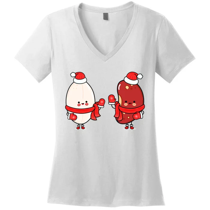 Cute Red Beans And Rice Women's V-Neck T-Shirt