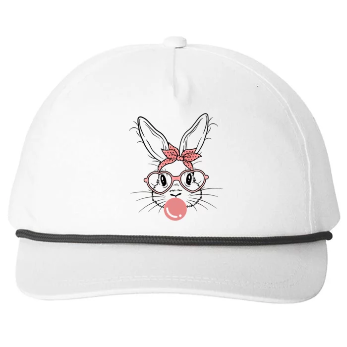 Cute Rabbit Bunny Blowing Bubble Gum Easter Day Gift Snapback Five-Panel Rope Hat